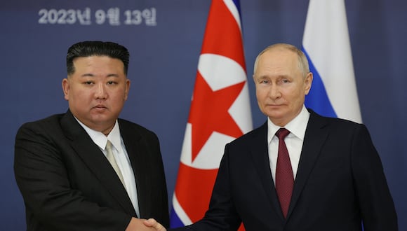 El presidente de Rusia, Vladimir Putin, y el líder de Corea del Norte, Kim Jong-un. (Foto: AFP)