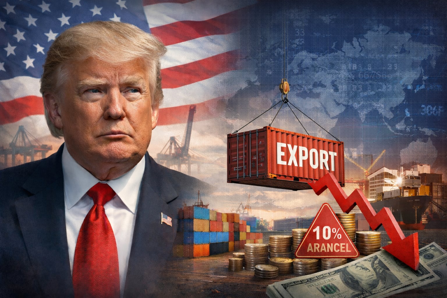 Aranceles y Donald Trump. Fotocomposición: ChatGPT, Diario Gestión