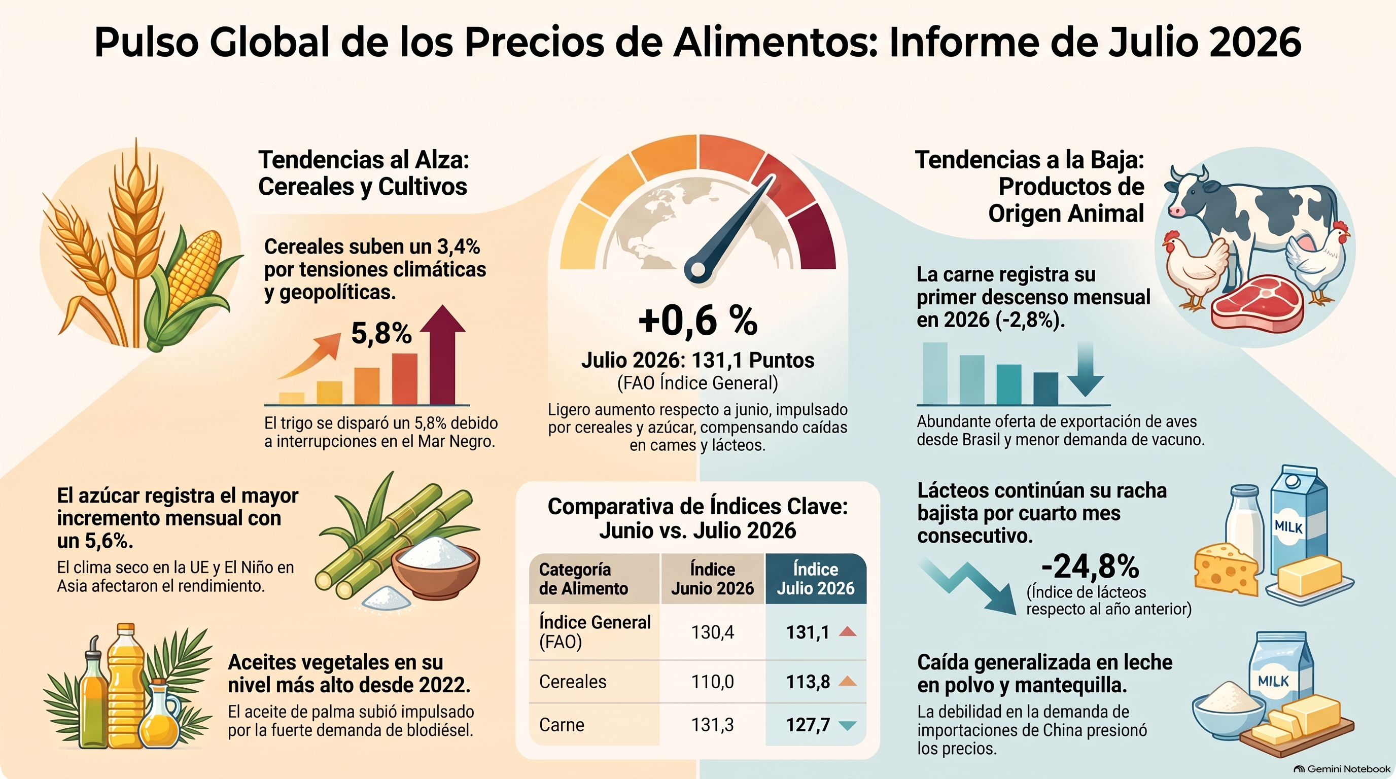 El maíz y el trigo se encuentran entre los principales insumos agrícolas importados por el país y su cotización internacional puede terminar influyendo en productos de consumo interno. Imagen creada con NotebookLM