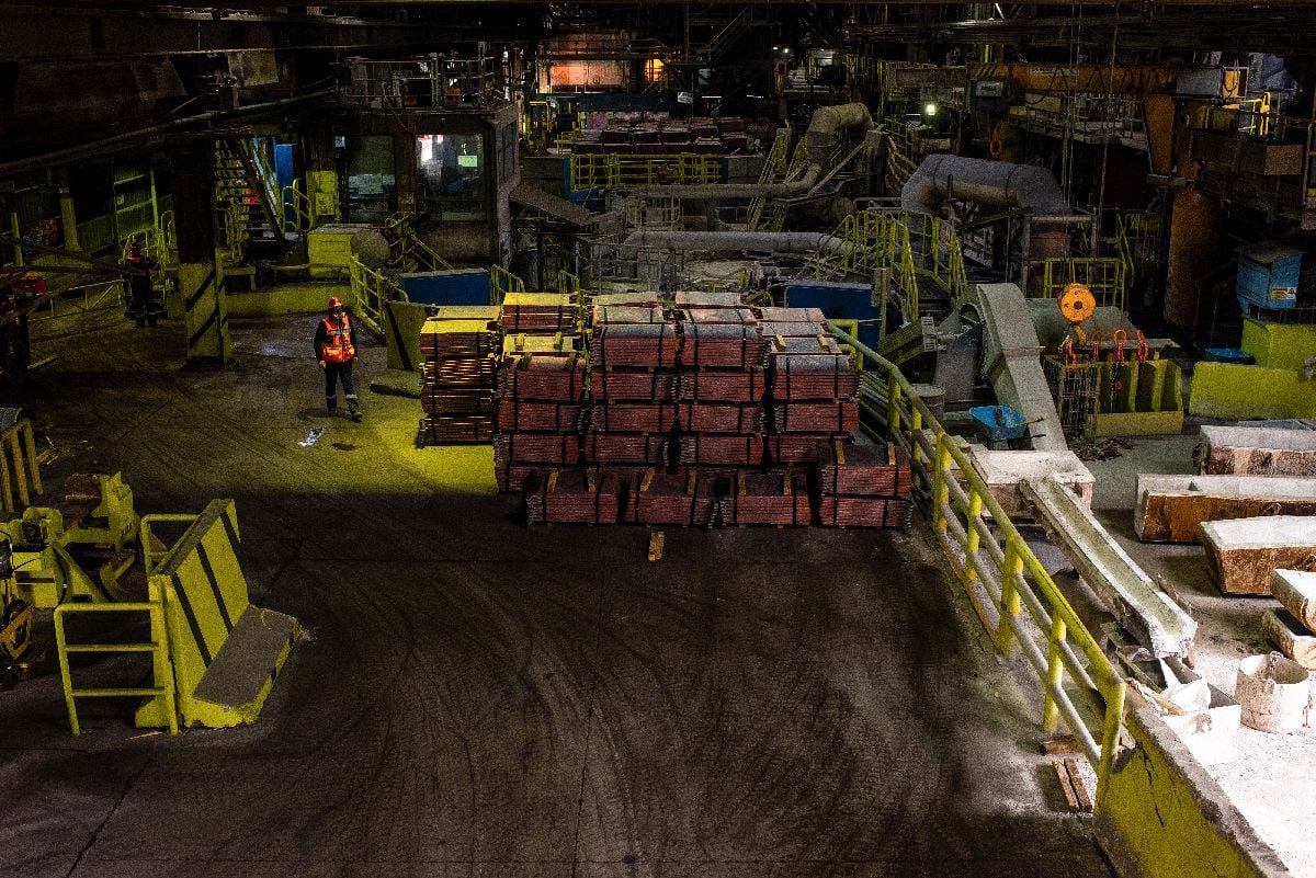 Ánodos de cobre listos para su envío en la planta procesadora Codelco El Teniente en Machali, Chile, el miércoles 2 de abril de 2025. Foto: Bloomberg