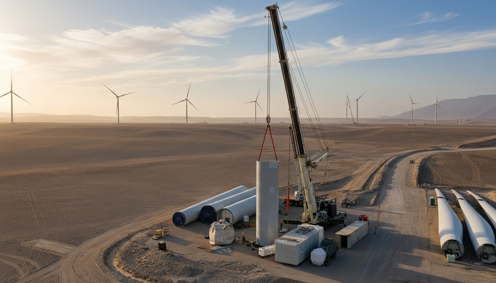 Más de 300 personas, entre ingenieros, técnicos y trabajadores locales, participan en la construcción del parque, que contempla obras civiles, montaje electromecánico. Foto: Difusión