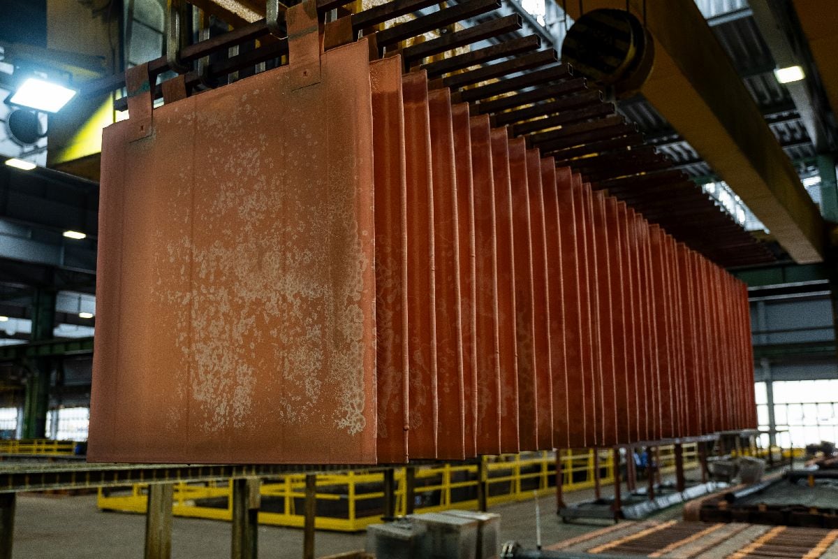 Copper cathode sheets in Glogow, Poland.
