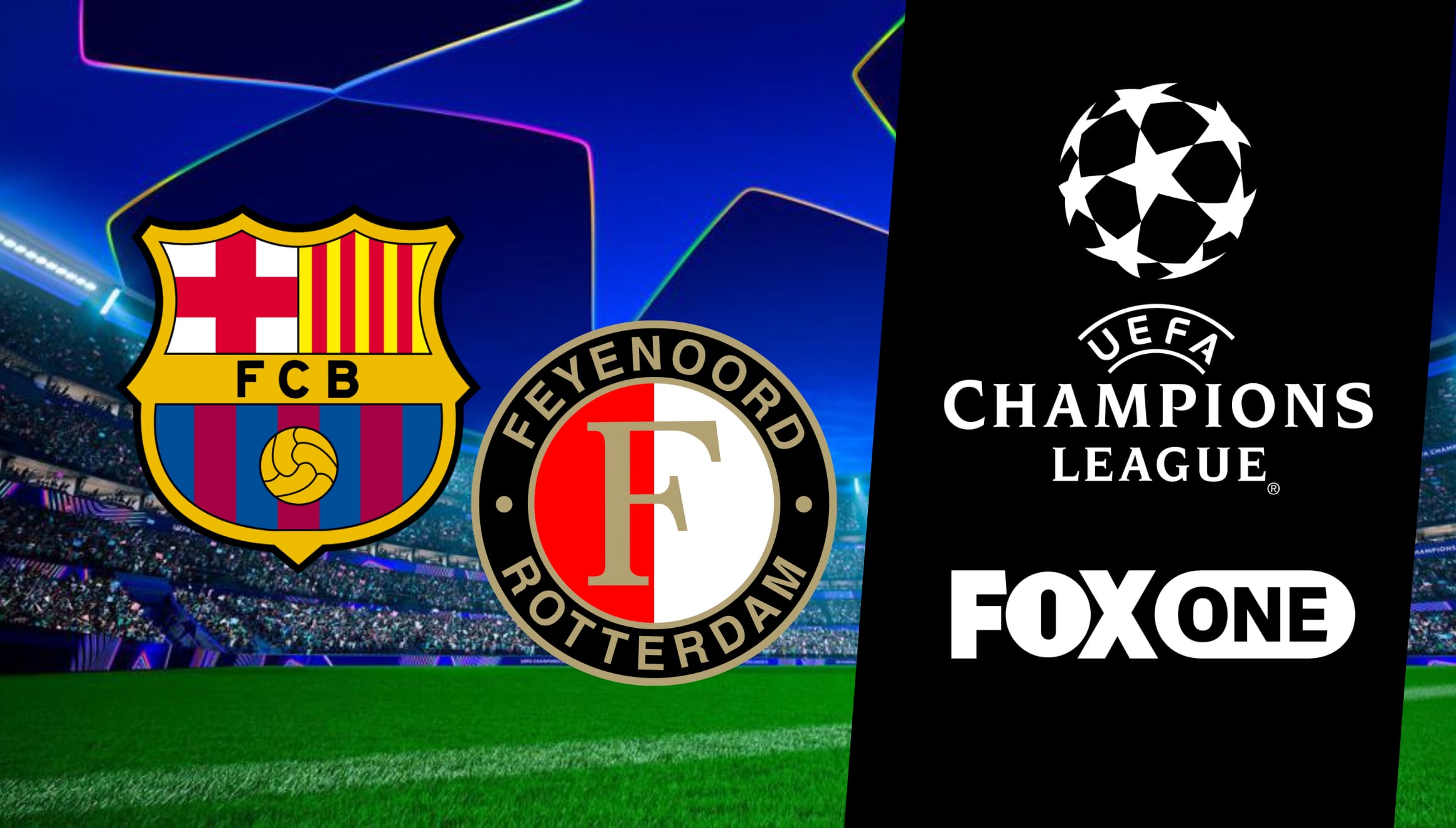 No te pierdas la acción del encuentro entre el FC Barcelona y el Feyenoord en la fase liguera de la UEFA Champions League 2026-27, disponible en señal en directo por FOX One en México | Crédito: uefa.com / Composición Gestión Mix