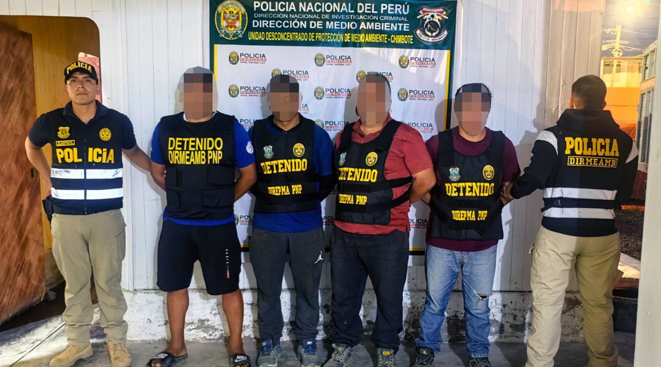 La Policía desarticuló la presunta banda criminal denominada “Los Temibles de Casma” y detuvo a cuatro personas. Foto: MININTER
