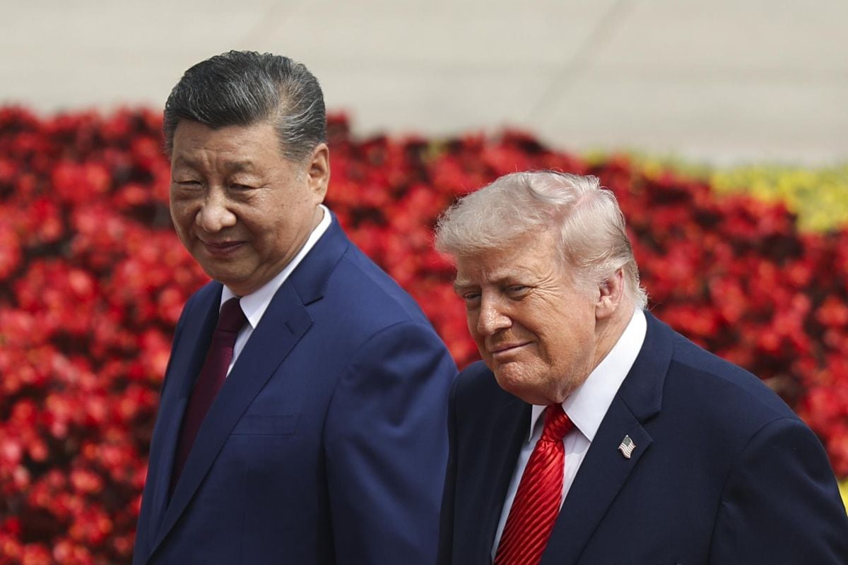 El presidente chino Xi Jinping asiste a una ceremonia de bienvenida con el presidente estadounidense Donald Trump en el Gran Salón del Pueblo en Pekín, China, el 14 de mayo de 2026. Foto: EFE/EPA/Maxim Shemetov