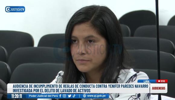 Yenifer Paredes se encuentra investigada en el marco del caso Anguía. (Justicia TV)