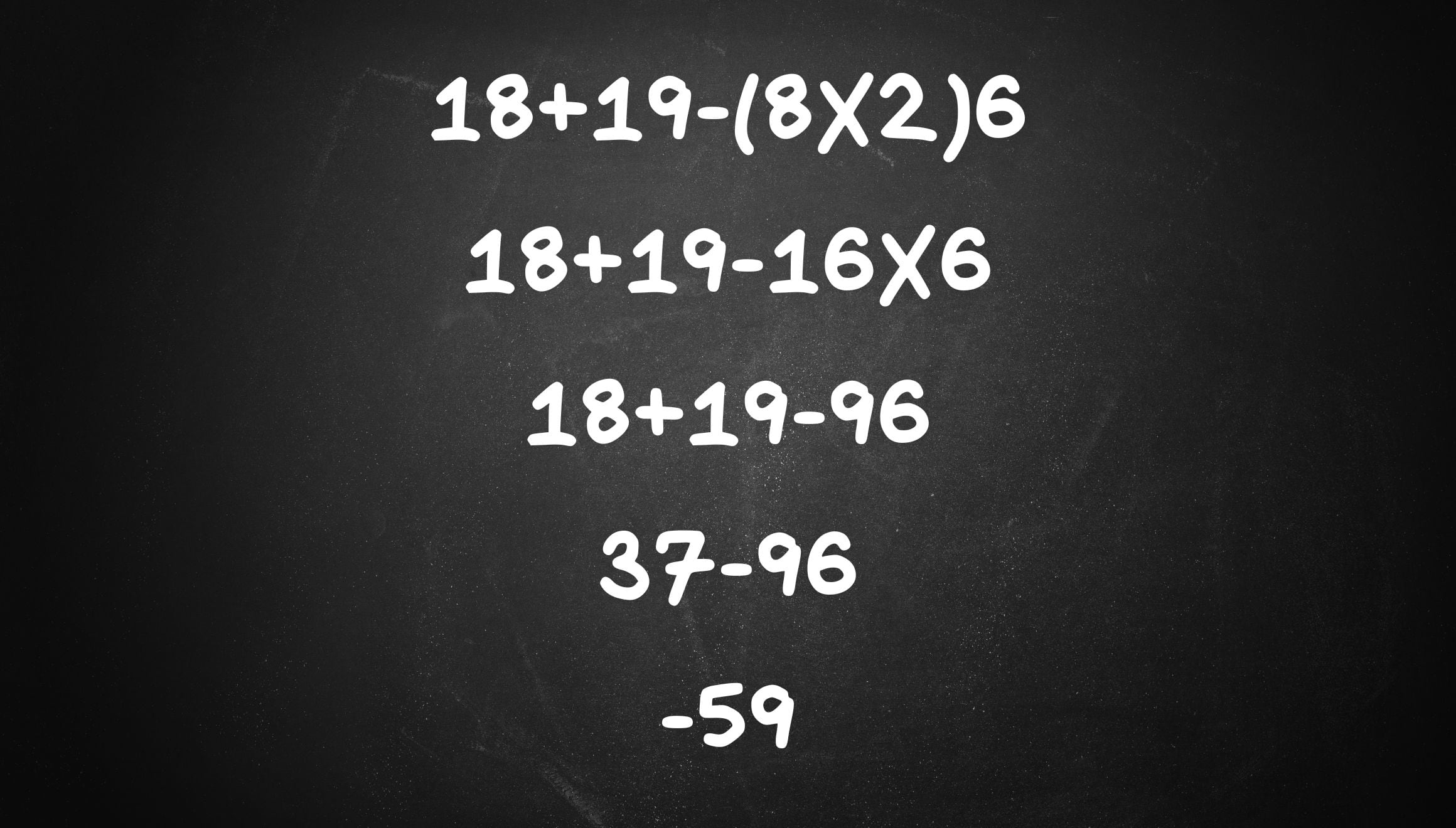 Resolución del reto matemático aplicando el método PEMDAS. (Foto: MIX)