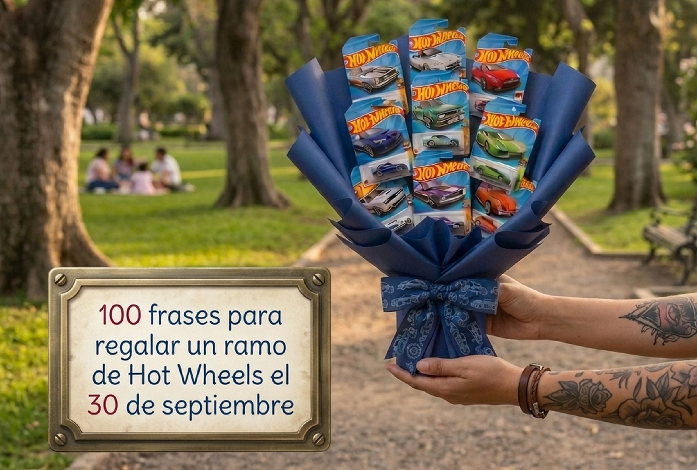 En esta nota encontrarás 100 frases para regalar un ramo de Hot Wheels el 30 de septiembre. (Imagen creada por Gestión Mix usando la IA de Gemini)