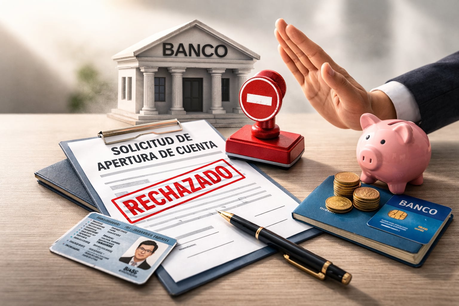 Por más simple que fuese el trámite, un banco sí puede negarte la posibilidad de abrir una cuenta bancaria. Conoce las razones. Foto: Composición IA para Gestión.