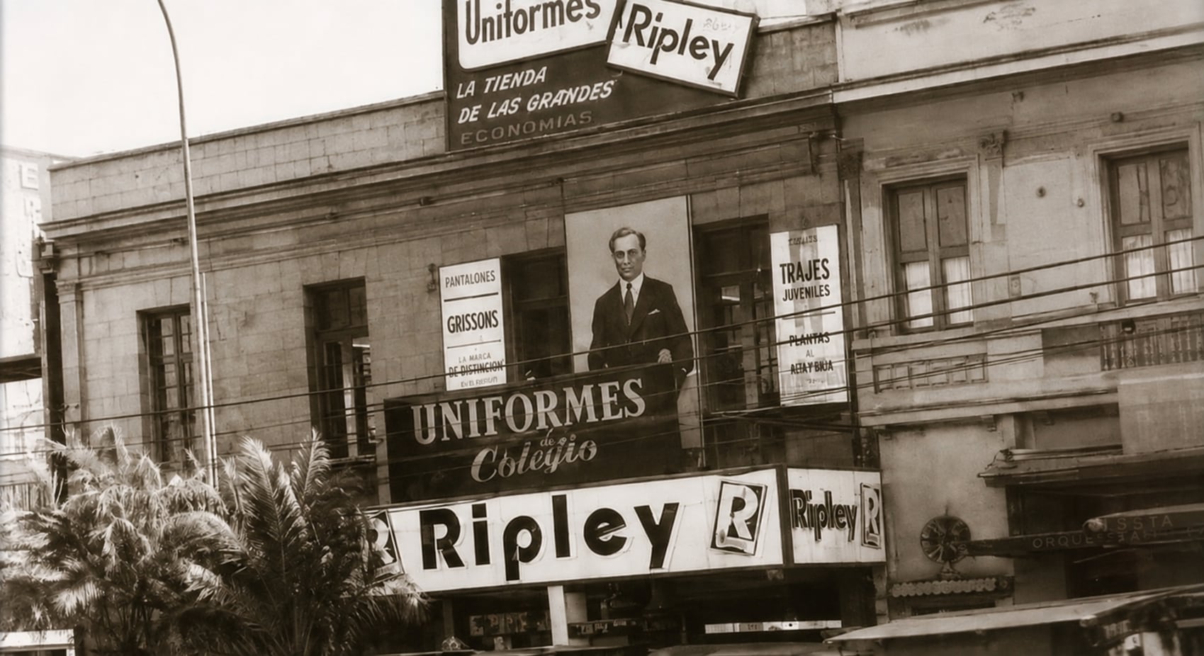Ripley celebra 70 años con evolución continua en el competitivo mercado peruano. Su primer local se inauguró en Santiago, allá por 1964. Foto: archivo Ripley / Composición: Gestión