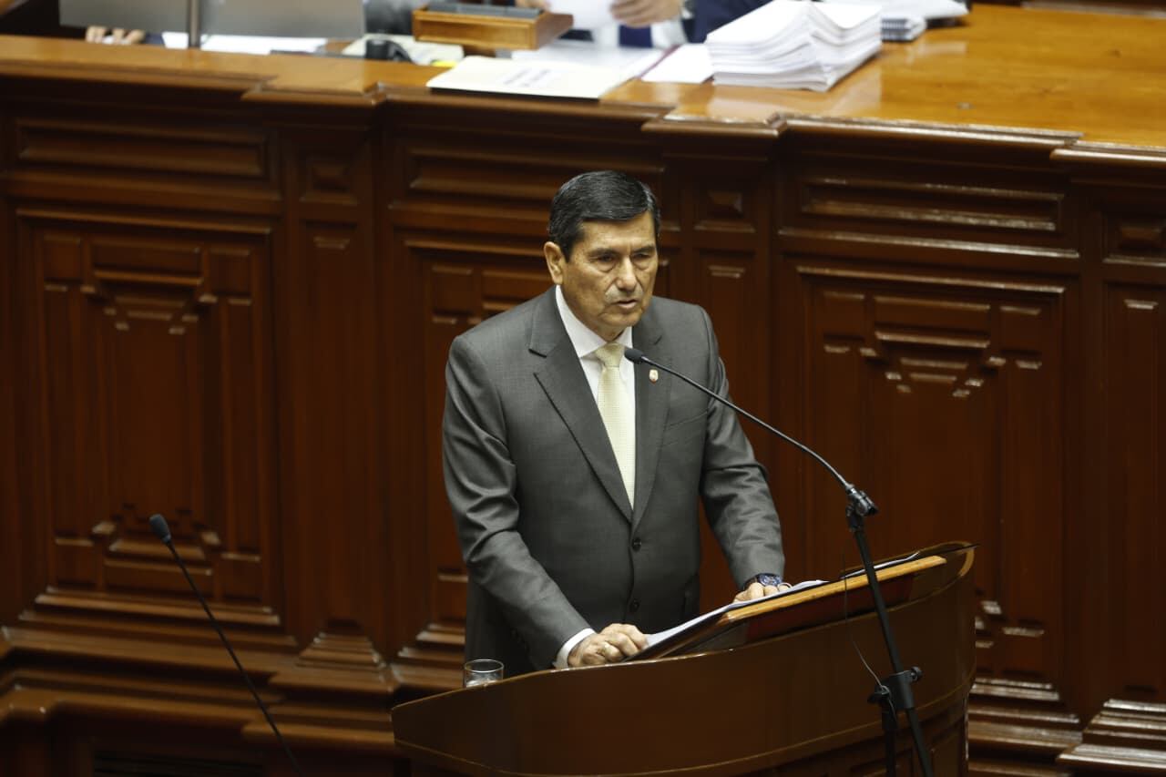El presidente del Consejo de Ministros, Luis Arroyo, busca el voto de confianza del Congreso. Foto: GEC (Foto: Mario Zapata / @photo.gec)