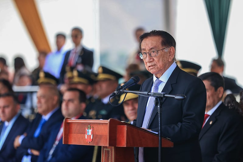 El presidente indicó que los nuevos efectivos enfrentarán problemáticas como el sicariato y la extorsión, tras indicar que estos flagelos deben ser combatidos con firmeza, esfuerzo e inteligencia. Foto: Presidencia