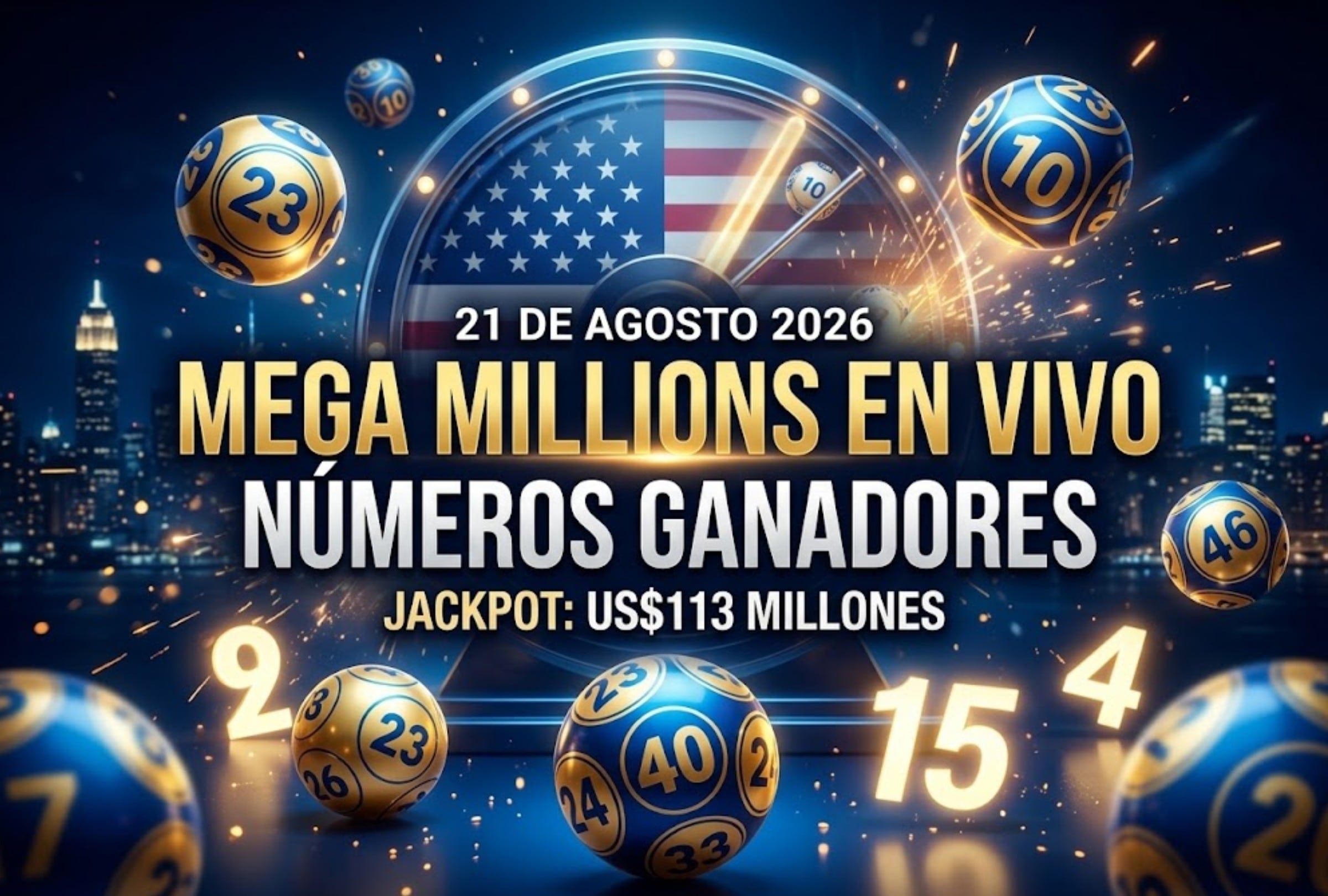 Consulta los números ganadores del Mega Millions del viernes 21 de agosto de 2026. La lotería de Estados Unidos contó con un premio mayor de 113 millones de dólares y aquí te dejo los resultados completos. | Imagen creada por El Comercio MAG utilizando la IA de Gemini.
