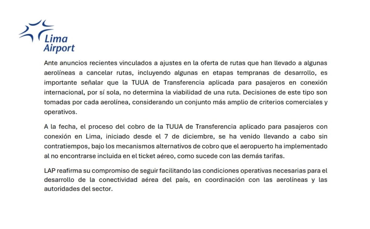 Parte final del comunicado de Lima Airport Partners.