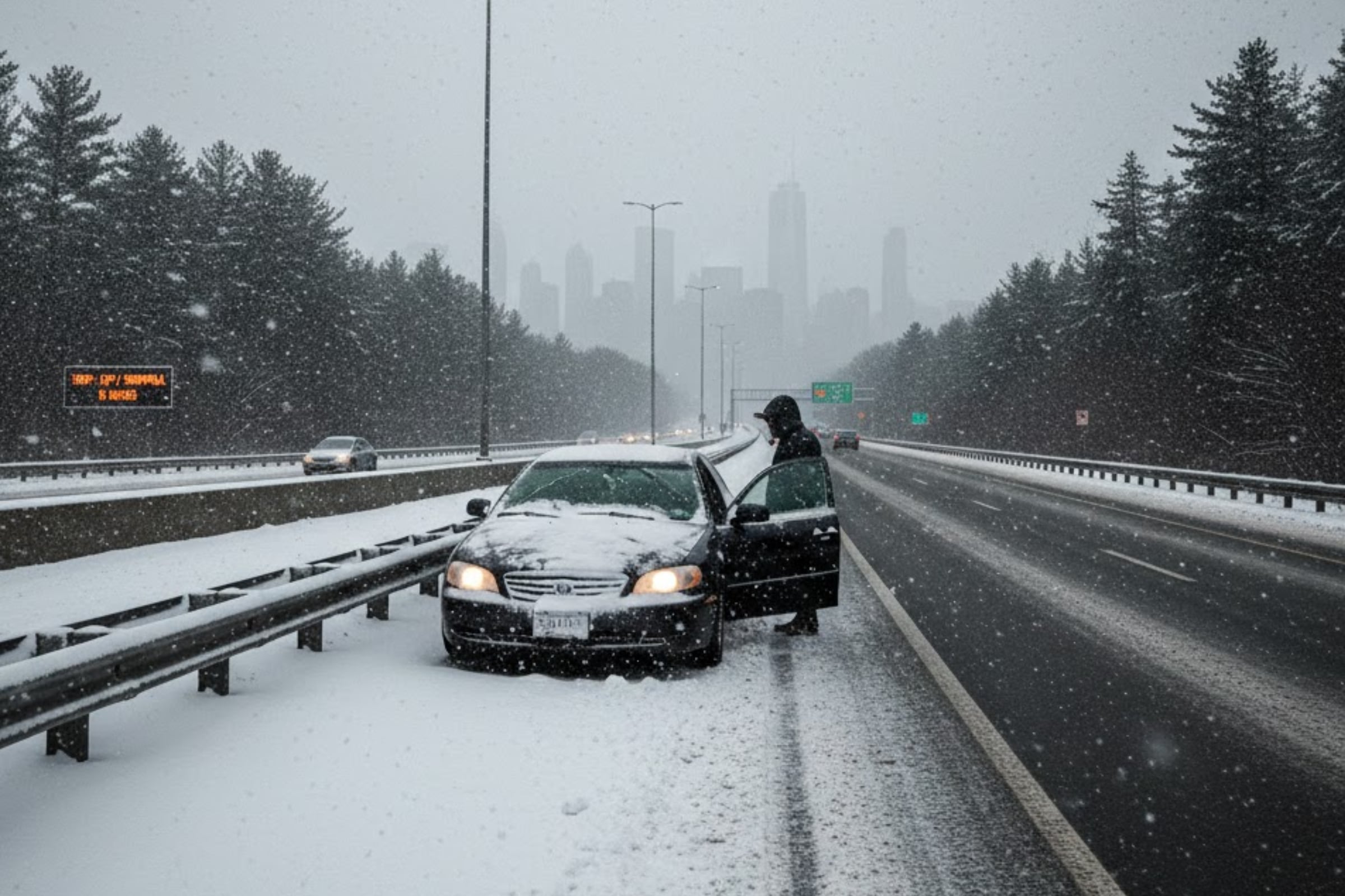 El clima gélido ocasionaría que los neumáticos pierdan presión o la batería se agote. (Crédito: Imagen referencial creada por El Comercio MAG usando la IA de Gemini)