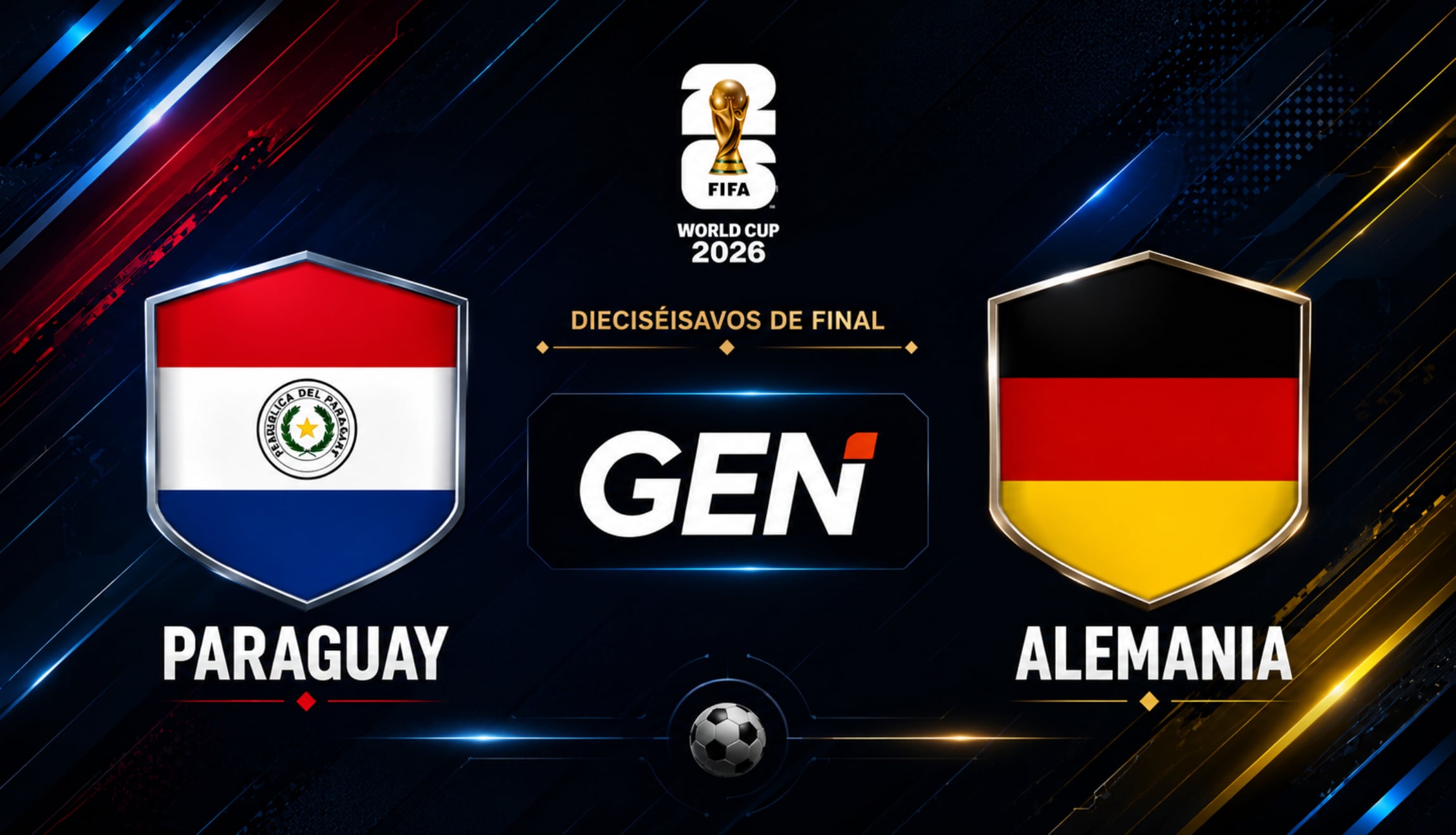 GEN transmitirá vía Canal 12 el partido de Paraguay vs. Alemania EN VIVO y EN DIRECTO por la señal abierta, este lunes 29 de junio, por dieciseisavos de final del Mundial 2026. (Foto: Imagen creada por Depor utilizando la IA de Chat GPT)