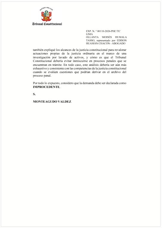 Ollanta Humala saldrá de prisión: TC anula proceso penal en su contra. Foto: Tribunal Constitucional.