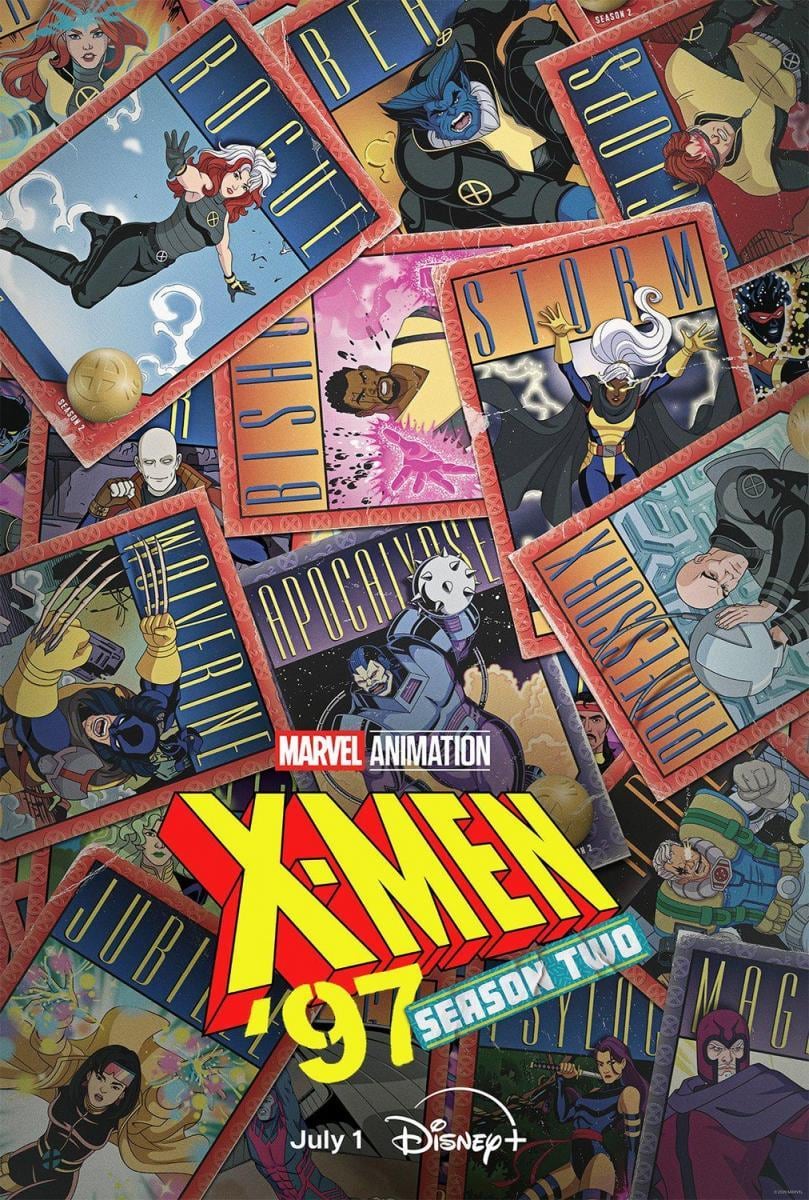 Este póster de la temporada 2 de "X-Men '97" rinde un nostálgico homenaje a los clásicos cromos y tarjetas coleccionables de los años noventa (Foto: Marvel Studios / The Walt Disney Company)