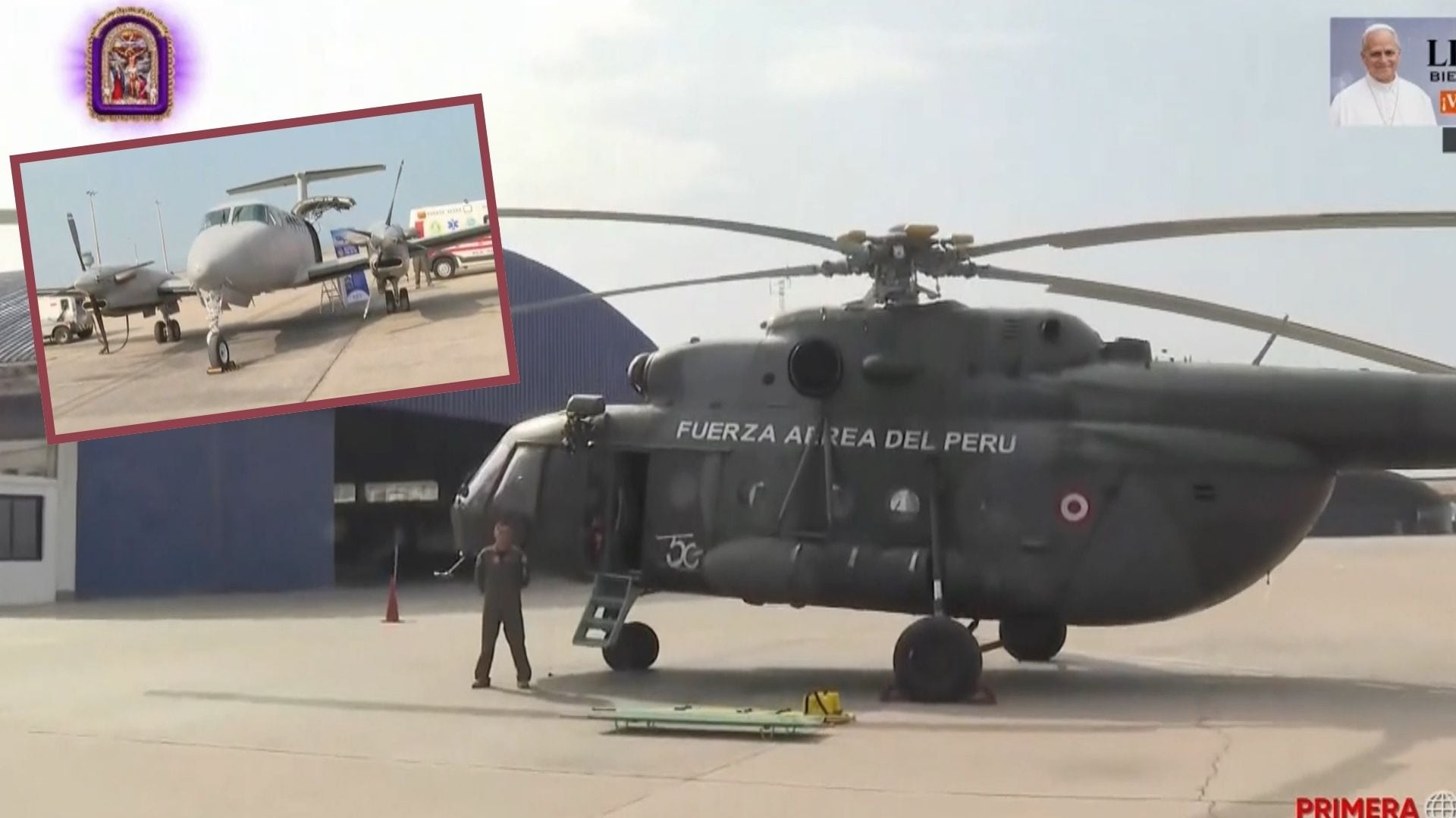 Helicópteros y avión ambulancia para traslado del Papa