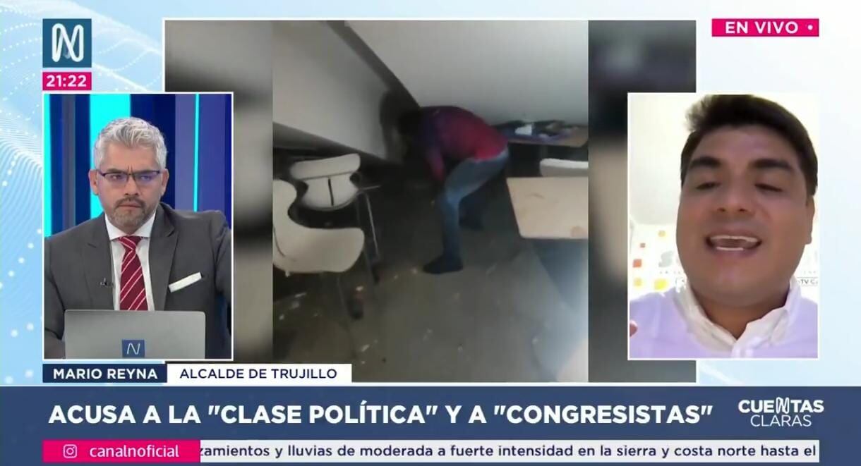Alcalde de Trujillo, Mario Reyna, indicó que actualmente las normas solo le permite a la Municipalidad hacer inspecciones a título ocular. Foto: Captura Canal N.