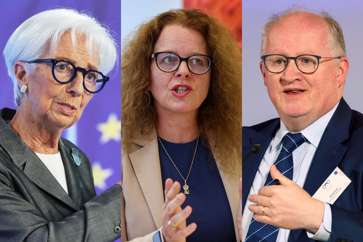 De izquierda a derecha: Christine Lagarde, Isabel Schnabel y Philip Lane, del BCE.