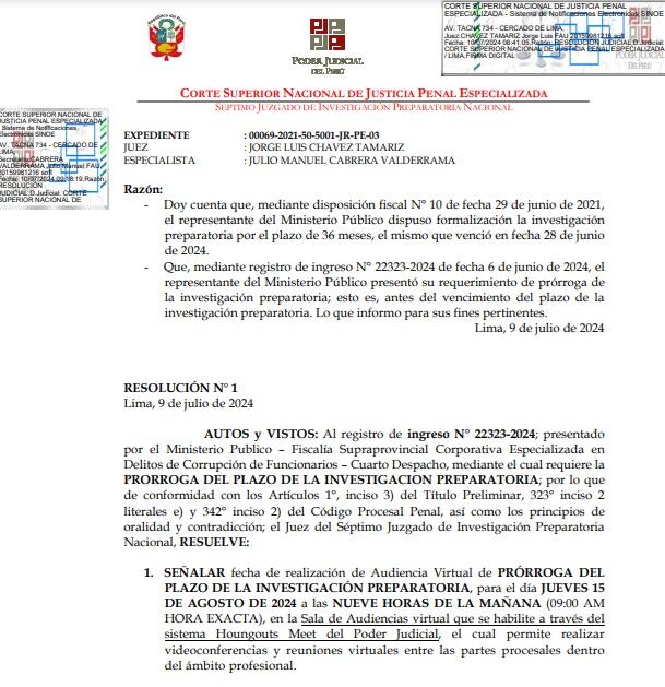 Poder Judicial evaluará ampliación de investigación contra Vladimir Cerrón por el caso Los Dinámicos del Centro el 15 de agosto. (Foto: Poder Judicial)