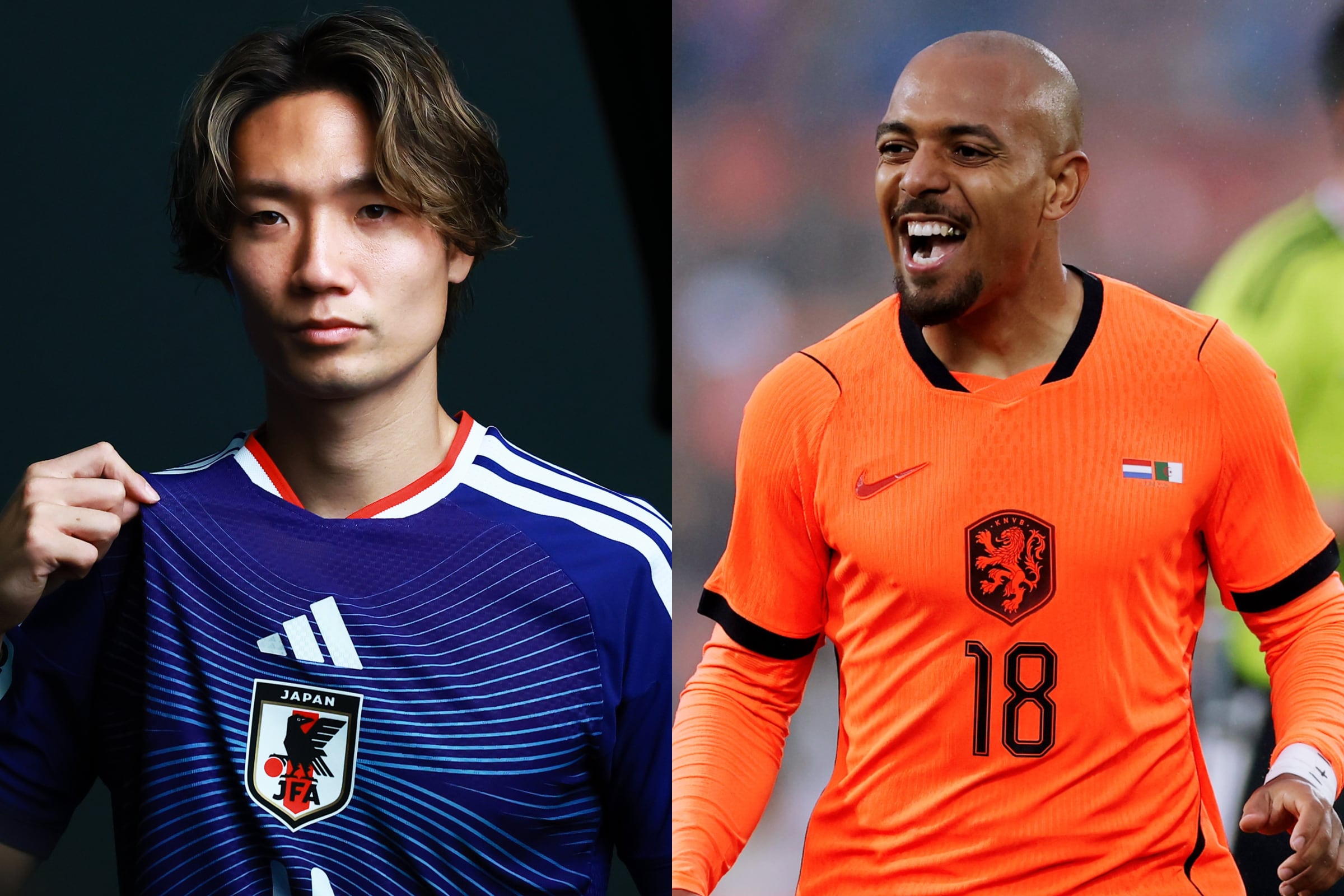 Consulta dónde puedes ver el partido de Países Bajos vs. Japón por la Jornada 1 de la Copa Mundial de Fútbol 2026, este domingo 14 de junio desde el AT&T Stadium de Arlington. (Foto: Imagen creada por El Comercio MAG / @jfa_samuraiblue / @onsoranje)