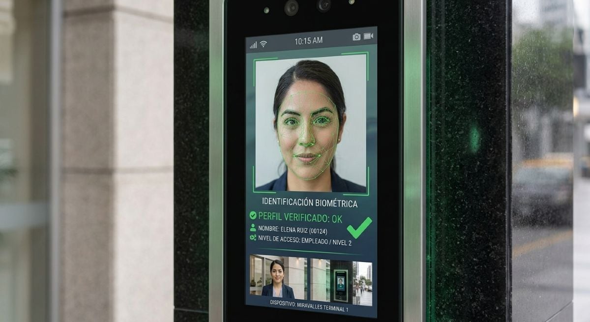 El reconocimiento facial permite agilizar el ingreso a edificios, pero implica el tratamiento de datos biométricos considerados sensibles. Foto: Composición Gestión/ Gemini.