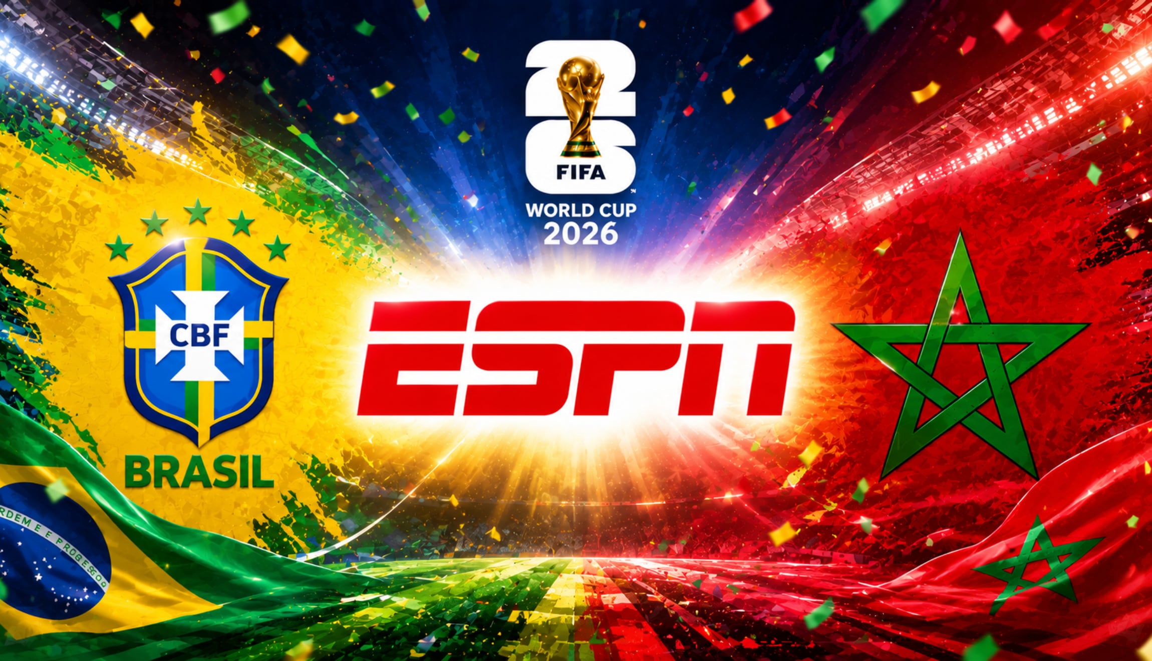 Señal de ESPN y Disney Plus Premium para ver la transmisión de Brasil vs. Marruecos en vivo y en directo, este sábado 13 de junio, por la Jornada 1 del Mundial de Fútbol 2026. (Foto: Imagen creada por Gestión Mix utilizando la IA de Chat GPT)