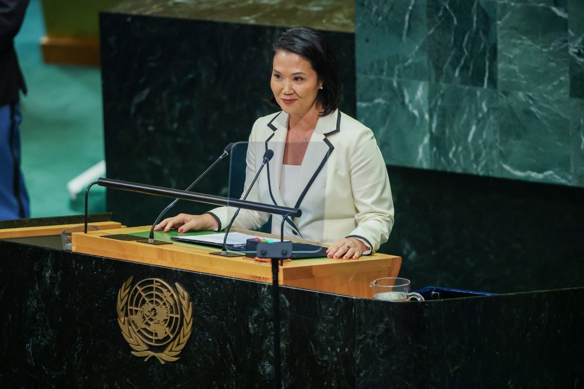 Keiko Fujimori afirmó ante la Asamblea General de la ONU que militares y policías que combatieron al terrorismo continúan siendo juzgados. Foto: Presidencia.
