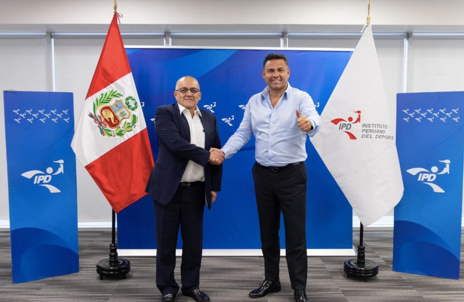 César Candela, director ejecutivo de la SNCI, se reunió con Sergio Ludeña, presidente del IPD, para abordar la problemática en torno a la preparación de cara a los Juegos Panamericanos Lima 2027. Foto: SNCI.