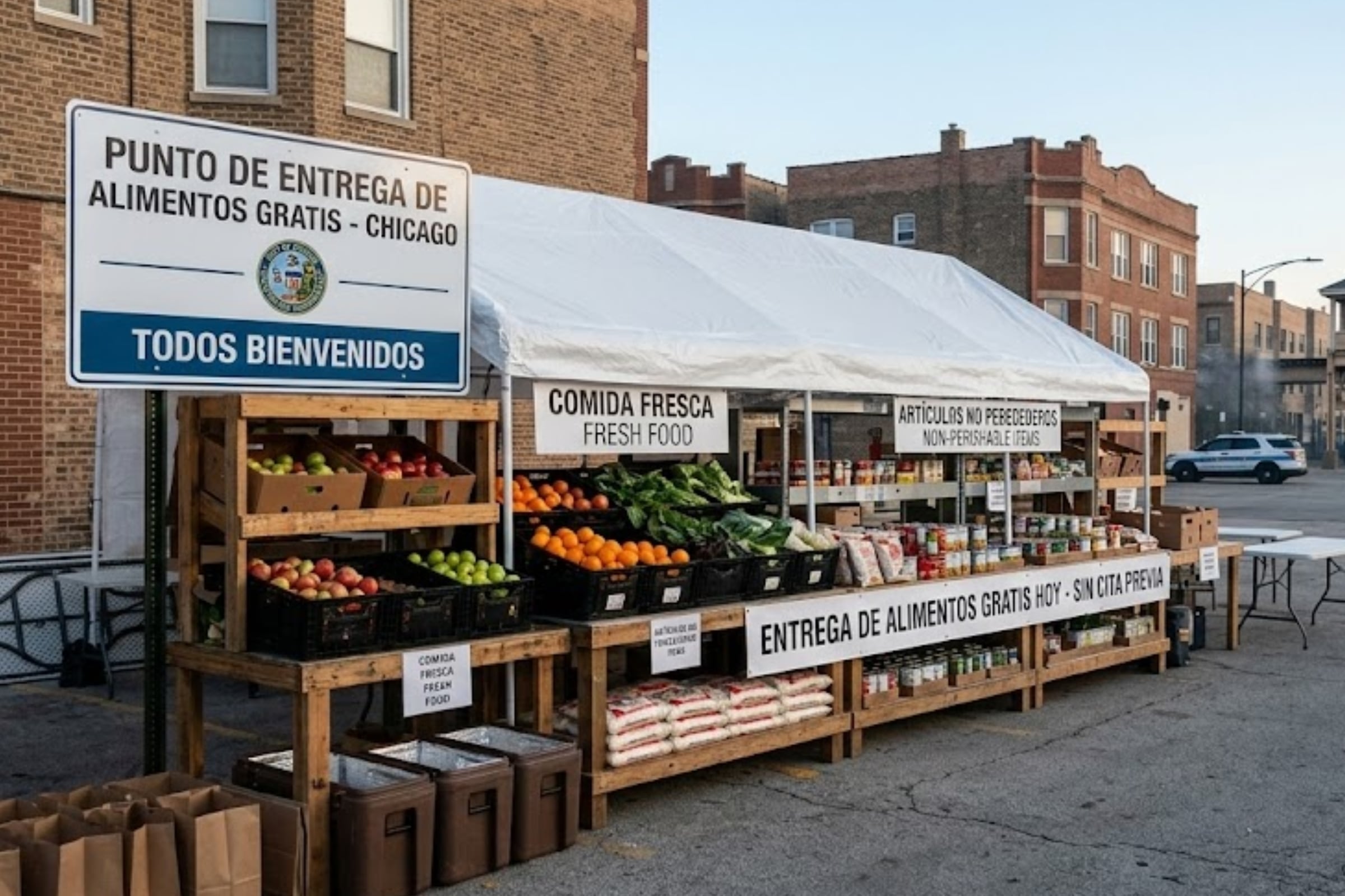 Estos puntos de entrega de alimentos gratis benefician a miles de familias en situación de vulnerabilidad económica. (Crédito: Imagen referencial creada por El Comercio MAG usando la IA de Gemini)