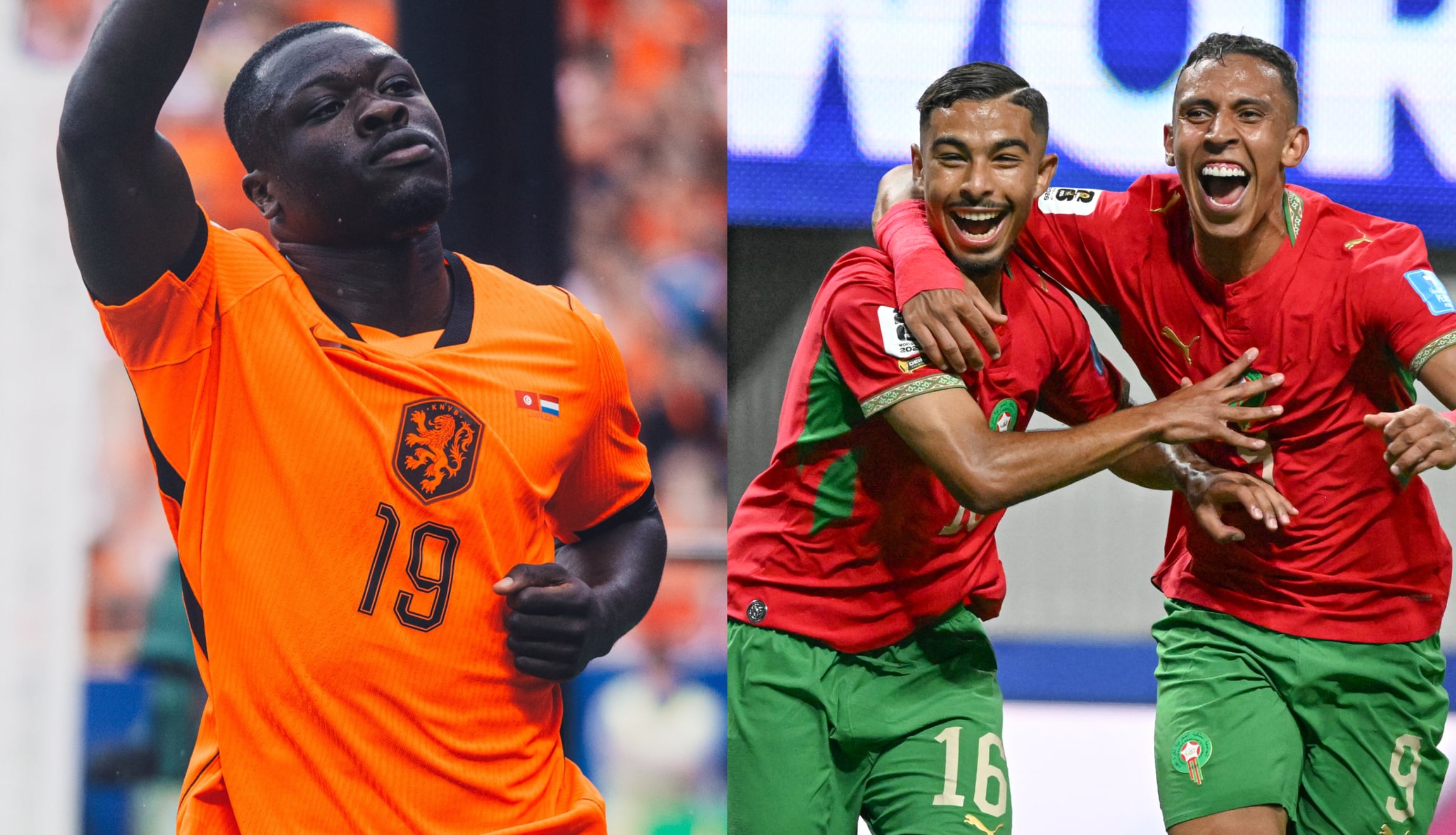 Consulta cómo puedes ver Países Bajos vs. Marruecos EN VIVO y GRATIS, transmisión del partido por 16avos de final del Mundial de Fútbol 2026. (Foto: Imagen creada por Gestión Mix / @onsoranje / @enmaroc)