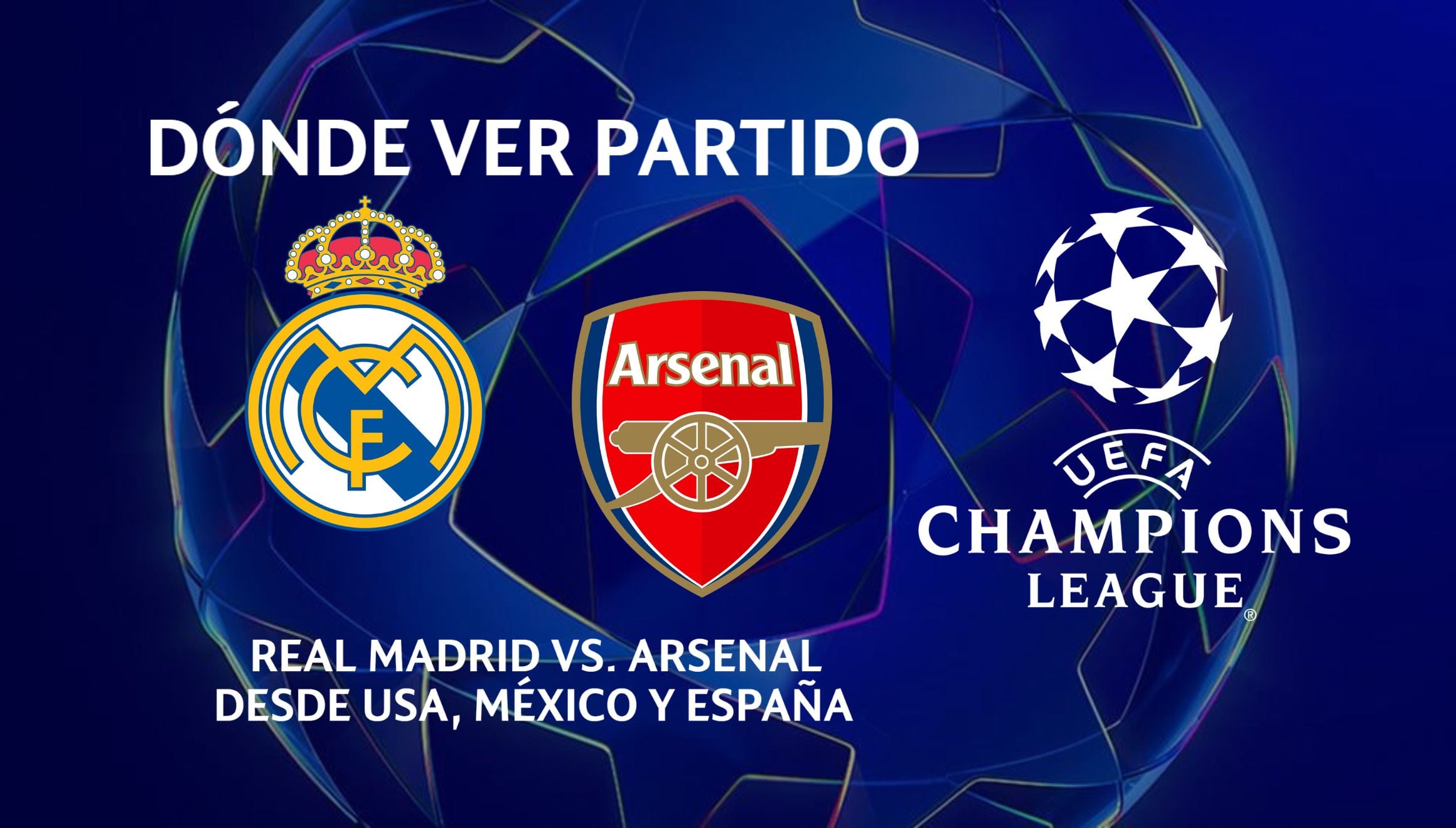 Real Madrid y Arsenal listos para un nuevo duelo europeo. Consulta cómo ver el partido desde USA, México y España por la vuelta de los cuartos de final de la UEFA Champions League 2024-25. | Crédito: Composición Gestión Mix