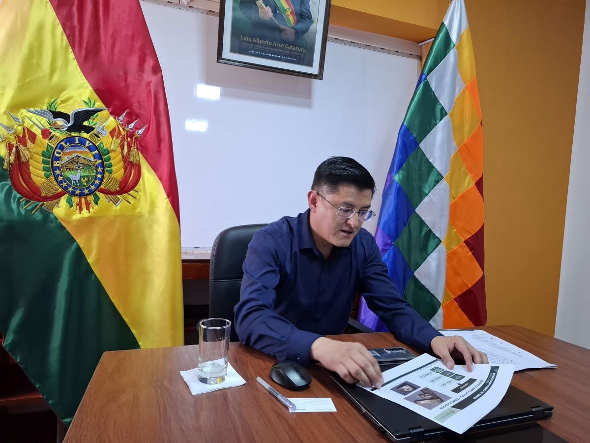 Pablo César Pérez, gerente ejecutivo de Empresa Estatal de Producción y Comercialización del Oro de Bolivia en una entrevista el tktktk.
