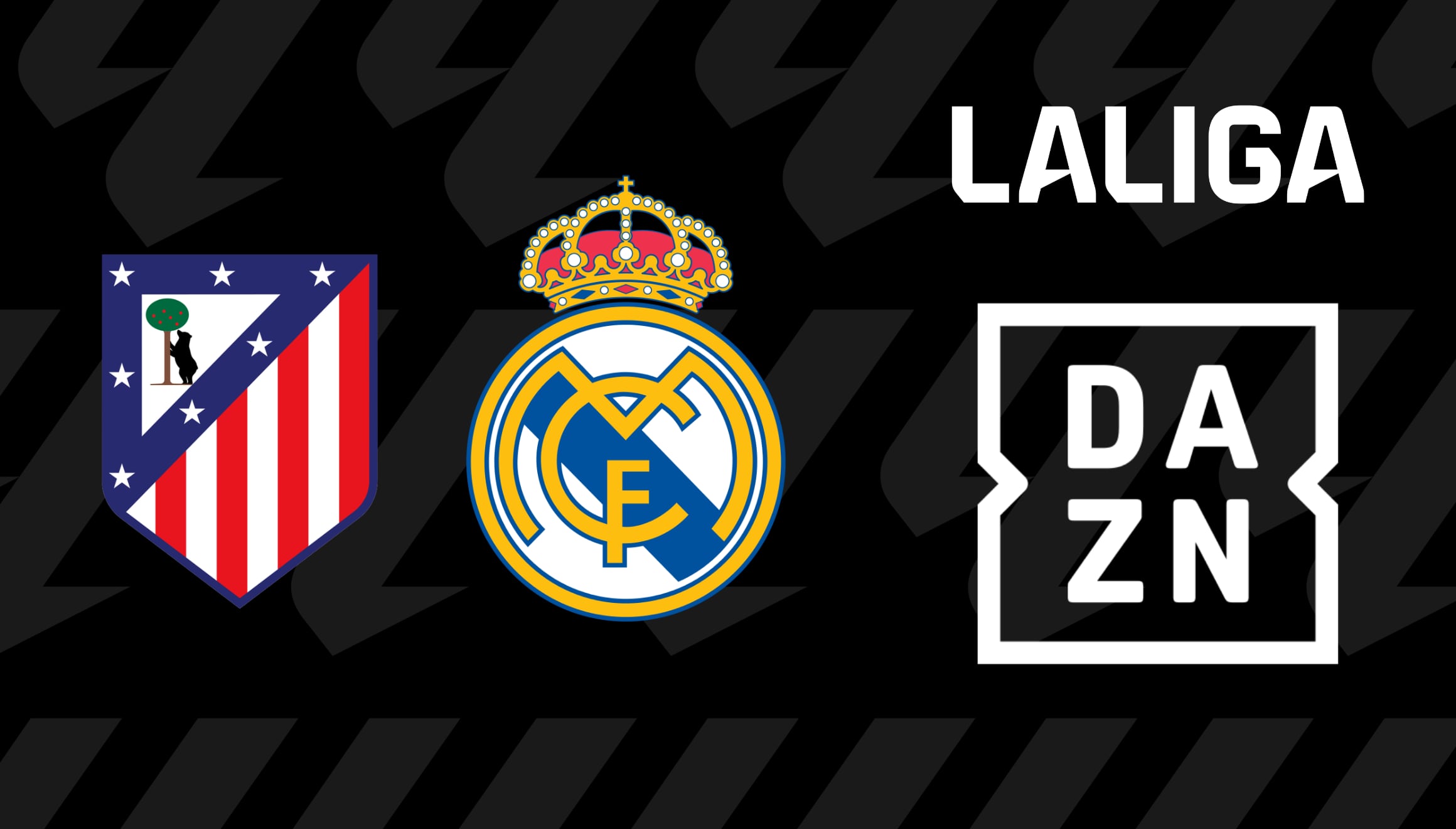 Señal en directo de DAZN durante la cobertura del derbi entre Atlético de Madrid y Real Madrid. Imagen representativa para seguir el partido de fútbol por televisión de paga y plataformas online. | Crédito: Composición Gestión Mix
