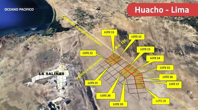 Vista de los 12 terrenos en Huacho que serán puestos a subasta. Fuente: SBN.