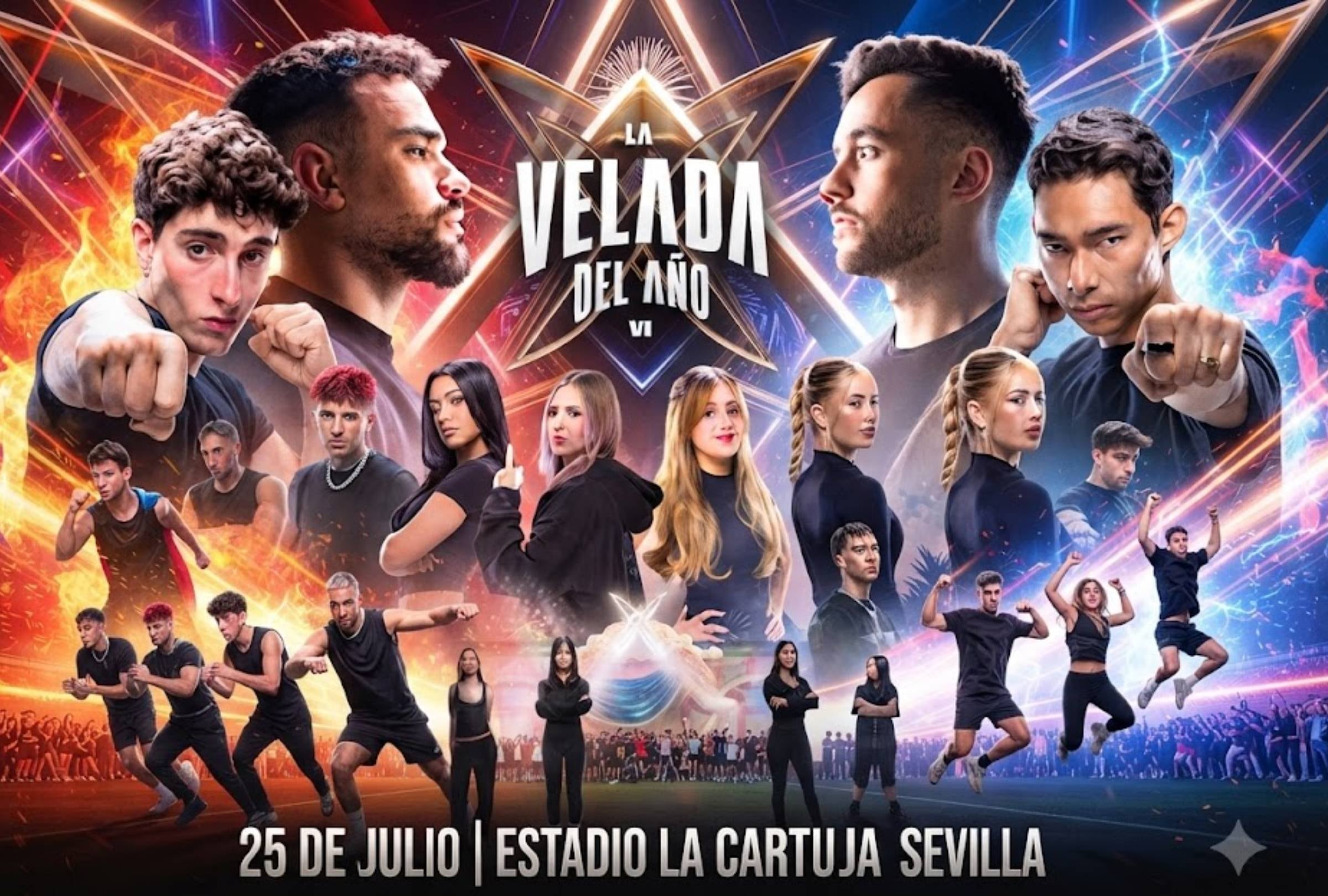 ISLA DE LA CARTUJA, SEVILLA, (ESPAÑA), 25/07/2026.- Horarios y canales para ver la Velada del Año 6 que se realizará este sábado 25 de julio en el Estadio La Cartuja, Sevilla, España. FOTO: Imagen creada por Gemini.