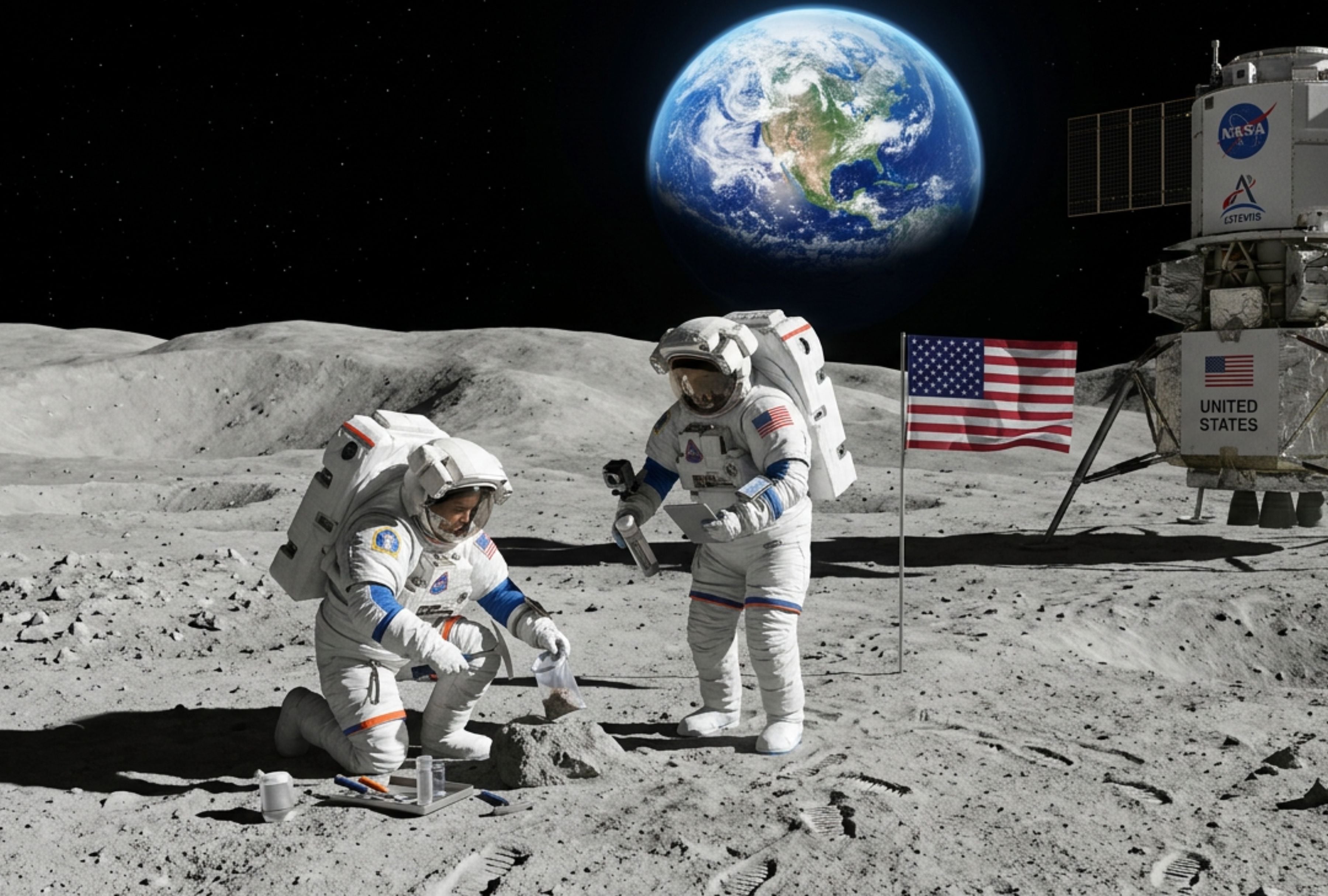 La NASA ha anunciado un nuevo cronograma para el programa Artemis, aplazando el regreso del ser humano a la Luna a 2028. Esta decisión es parte de un ambicioso plan para establecer una presencia lunar sostenible que abarcará al menos quince años. (Imagen referencial creada por El Comercio MAG usando la IA de "Perplexity")