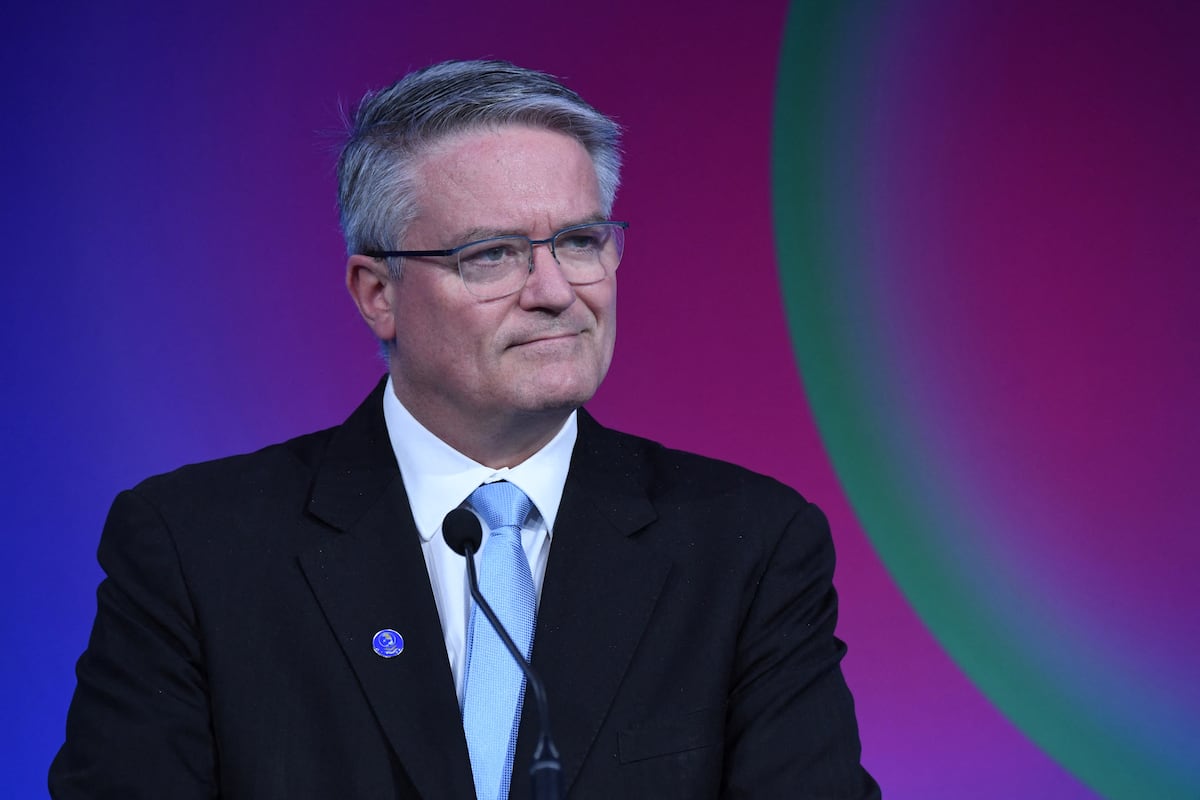 Mathias Cormann, secretario general de la OCDE, fue el encargado de exponer, en persona, el análisis que su institución hace sobre el Perú con datos al 2025. (Photo by Eric PIERMONT / AFP)