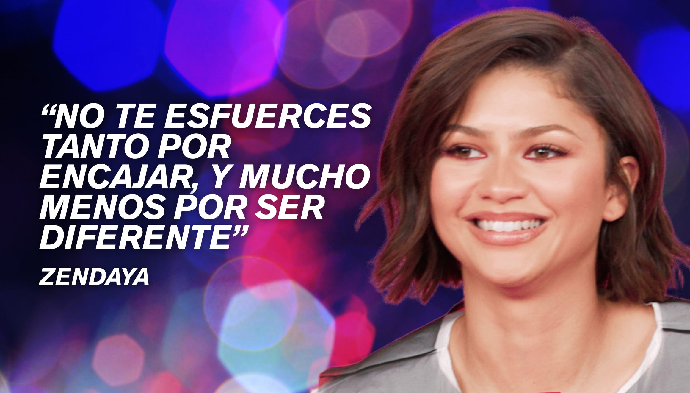La actriz estadounidense Zendaya comparte su pensamiento sobre la autenticidad personal, llamando a la autoaceptación sin ceder ante la presión social de encajar. | Crédito: @spidermanmovie / Instagram / Composición Gestión Mix