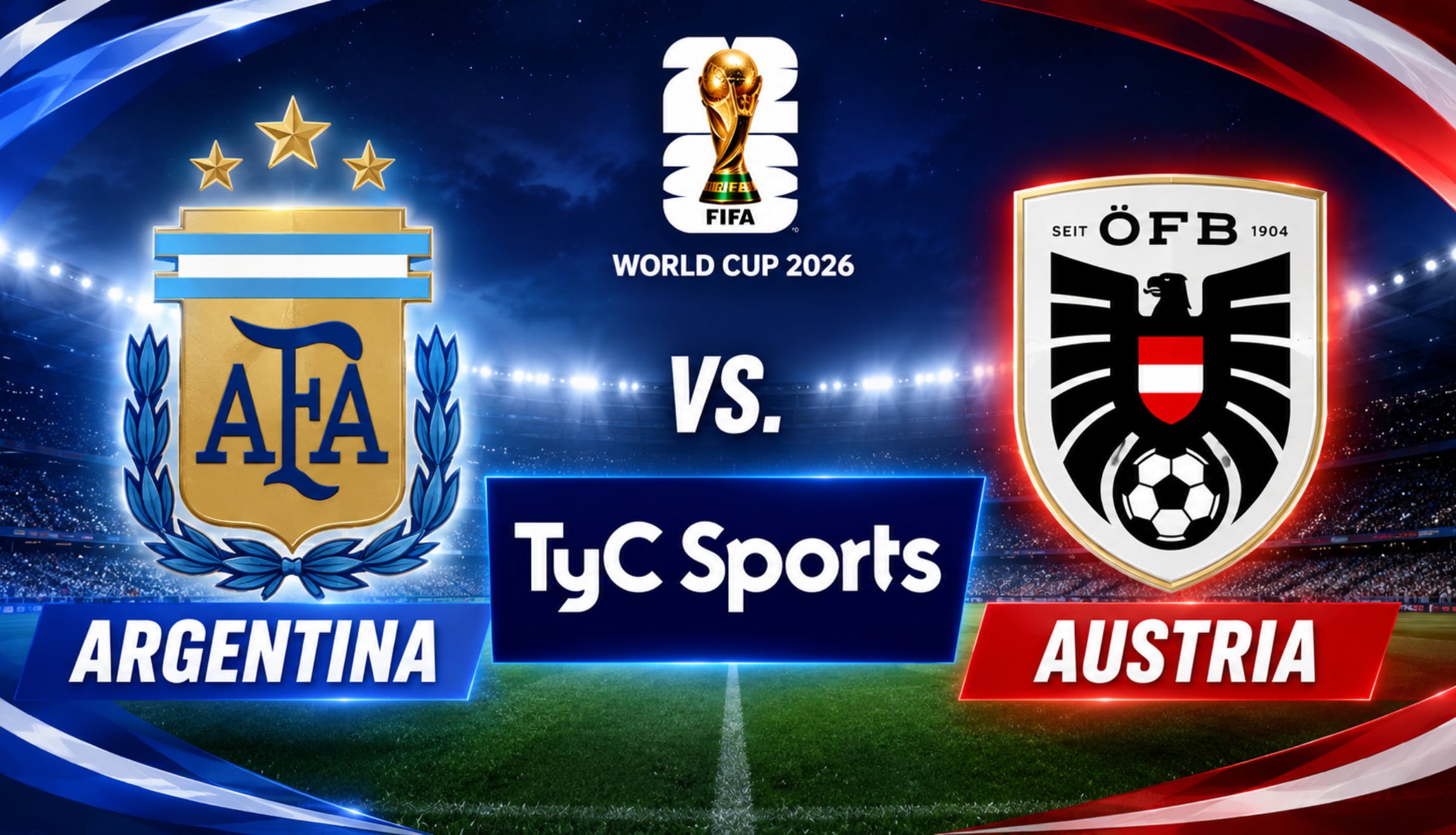Señal de TyC Sports EN VIVO para ver el partido de Argentina vs. Austria, este lunes 20 de junio, por la Jornada 2 del Grupo J del Mundial de Fútbol 2026. (Foto: Imagen creada por Gestión Mix utilizando la IA de Chat GPT)