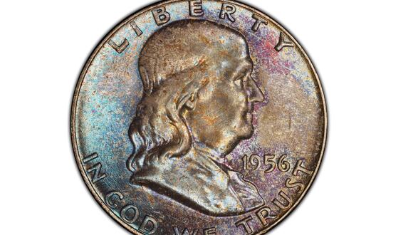 La moneda de medio dólar con el rostro de Franklin tiene un curioso detalle que ha provocado que sea una pieza querida por los coleccionistas (Foto: PCGS)