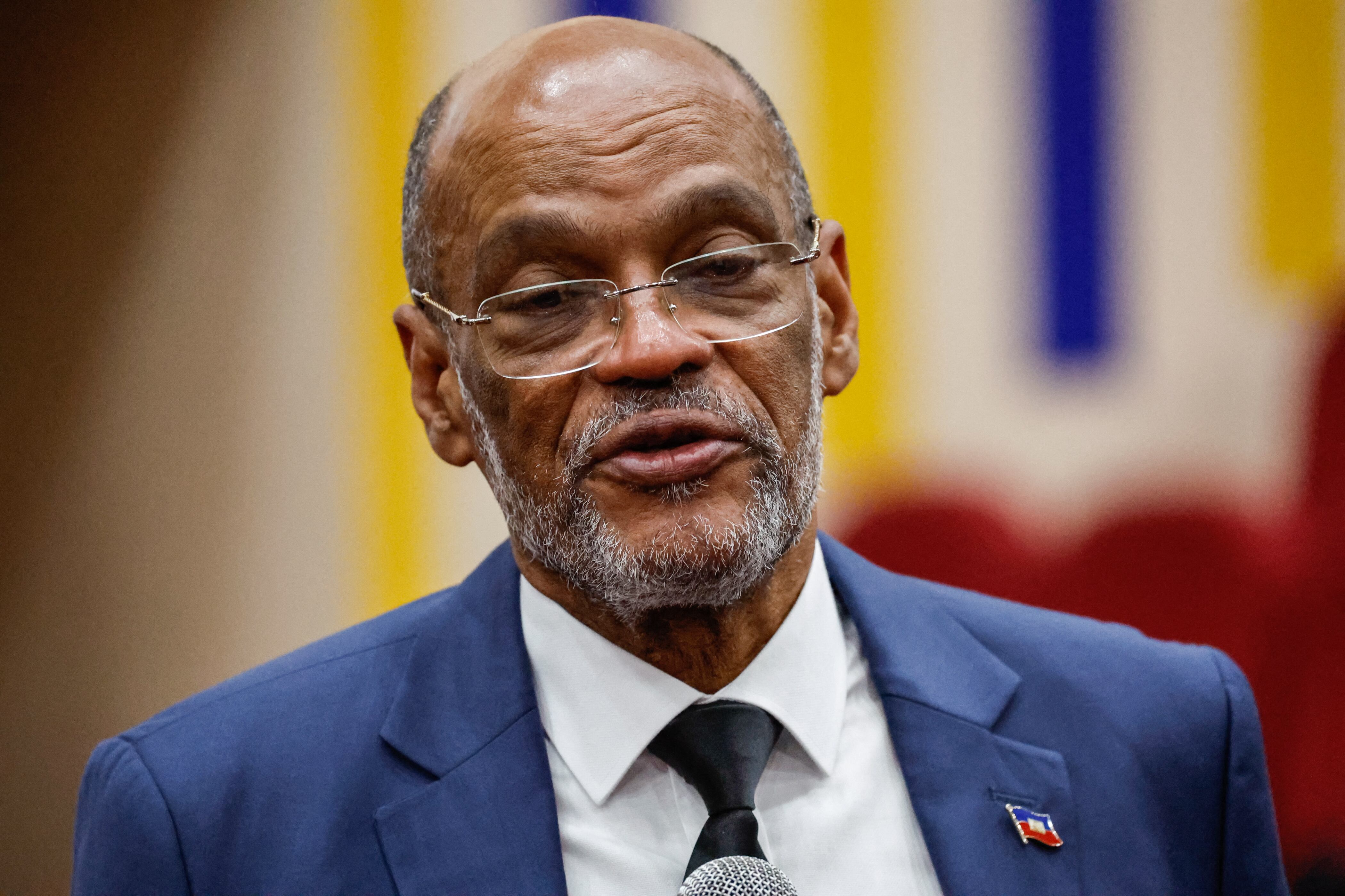 El primer ministro haitiano, Ariel Henry, habla a los estudiantes durante una conferencia pública sobre el compromiso bilateral entre Kenia y Haití, el 1 de marzo de 2024. (Foto de SIMON MAINA / AFP).