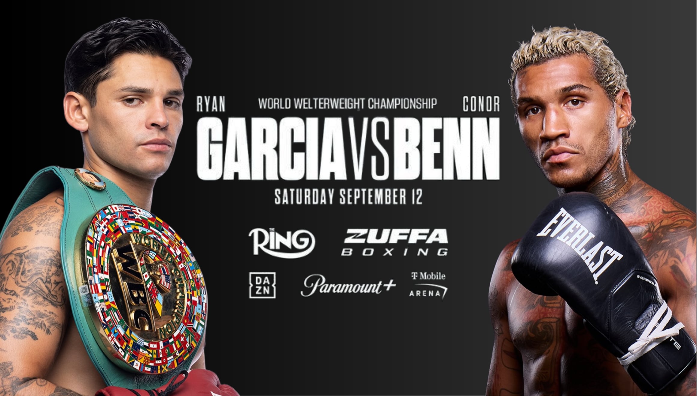 García, de 27 años y oriundo de California, es el campeón de peso wélter del CMB. Benn, de 29 años, es hijo de Nigel Benn, ex campeón de peso mediano y supermediano. Convertido en una estrella por mérito propio, el púgil británico inició su carrera con 23 victorias consecutivas, al igual que García. | Crédito: Composición Gestión Mix
