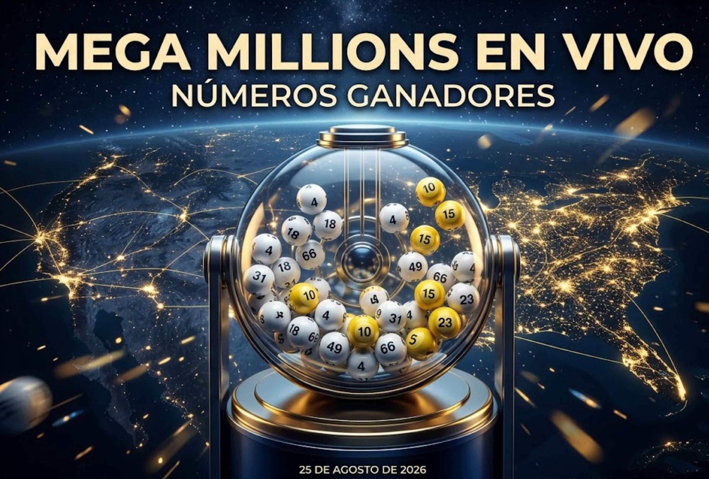 Consulta los números ganadores del Mega Millions del martes 25 de agosto de 2026. La lotería de Estados Unidos contó con un premio mayor de 130 millones de dólares y aquí te dejo los resultados completos. | Imagen creada por El Comercio MAG utilizando la IA de Gemini.