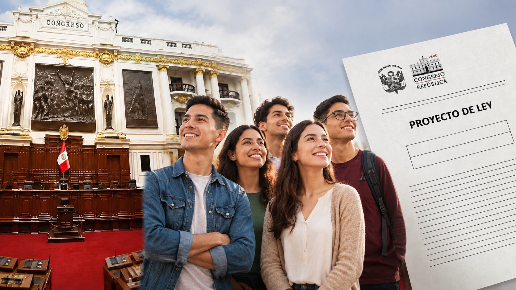 Jóvenes bajo la mira del Congreso. ¿De qué se trata su proyecto de ley? Foto: Composición inteligencia artificial, por ChatGPT