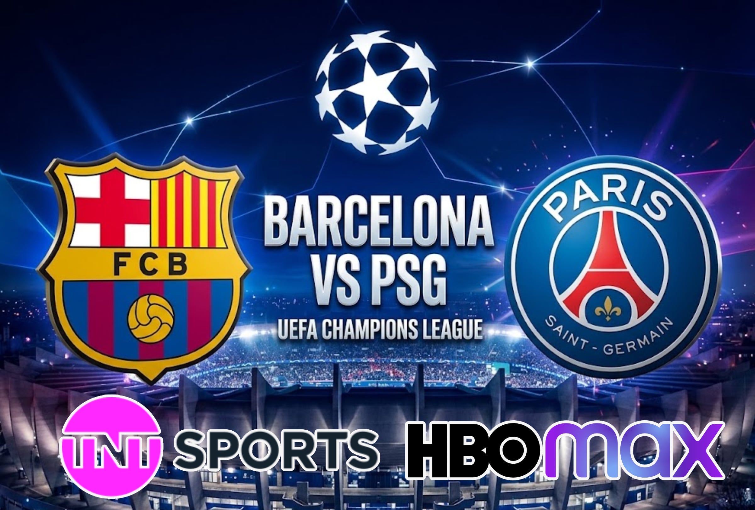 🟤 TNT Sports y HBO Max EN VIVO - Ver Barcelona vs. PSG GRATIS por la Champions League por TV online