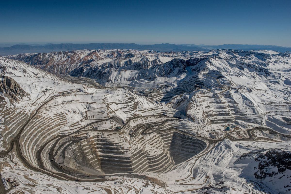 Las minas de cobre Andina y Los Bronces en la cordillera de los Andes cerca de Santiago, Chile, en 2019.