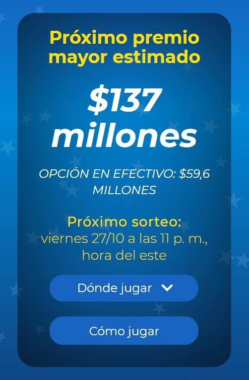 La lotería Mega Millions sorteará 137 millones de dólares (Foto: Mega Millions)